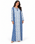 Blue Floral Wave Kandora - Image 3